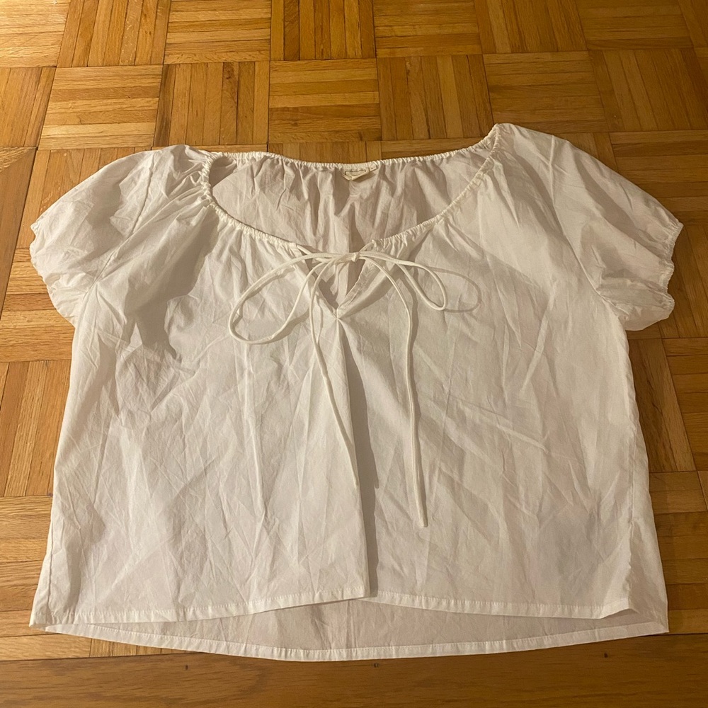 Deiji Studios White Puff Sleeve Women's Top